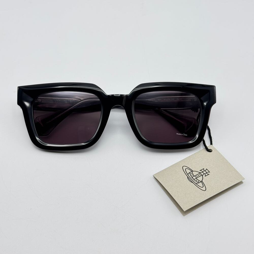Vivienne Westwood Sunglasses Cary VW5026 001 Black Rectangle Frame Gray Lens New